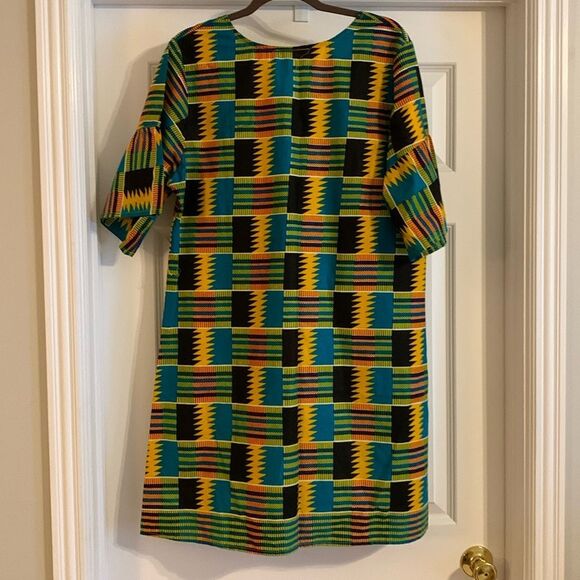 Casual Yellow, Red and Black Bohemian Dress with Crew Neck NWOT never worn - Picture 2 of 7